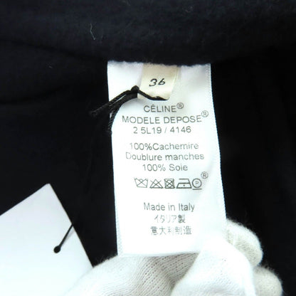Celine 2 Cashmere Single Jacket with Logo Button Navy 36 — view 8