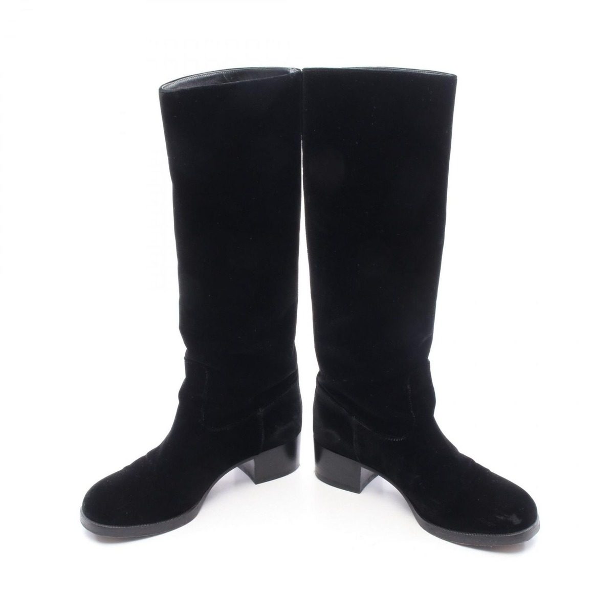 Chanel Boots CC Logo Long Fabric Shoes Suede — view 3