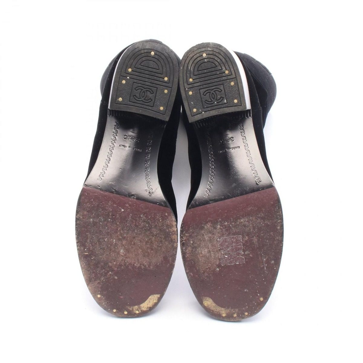 Chanel Boots CC Logo Long Fabric Shoes Suede — view 4