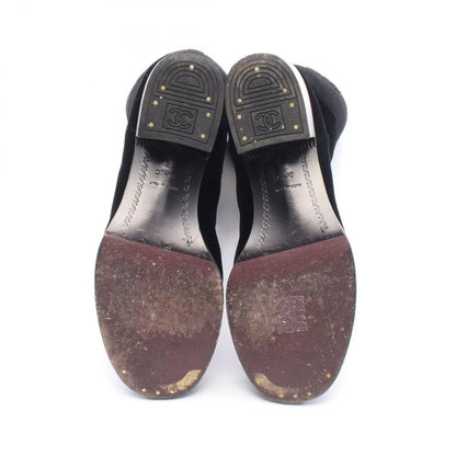 Chanel Boots CC Logo Long Fabric Shoes Suede — view 4