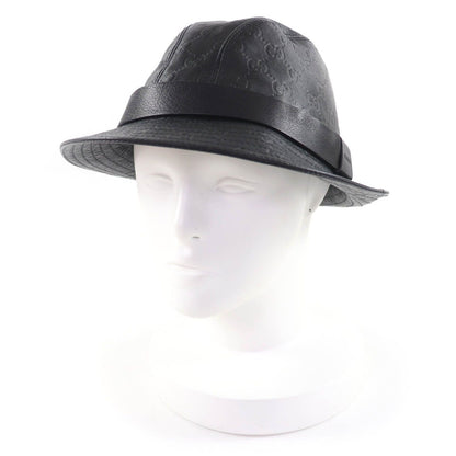 Gucci Guccissima Logo GG Pattern Leather Hat Bucket Black
