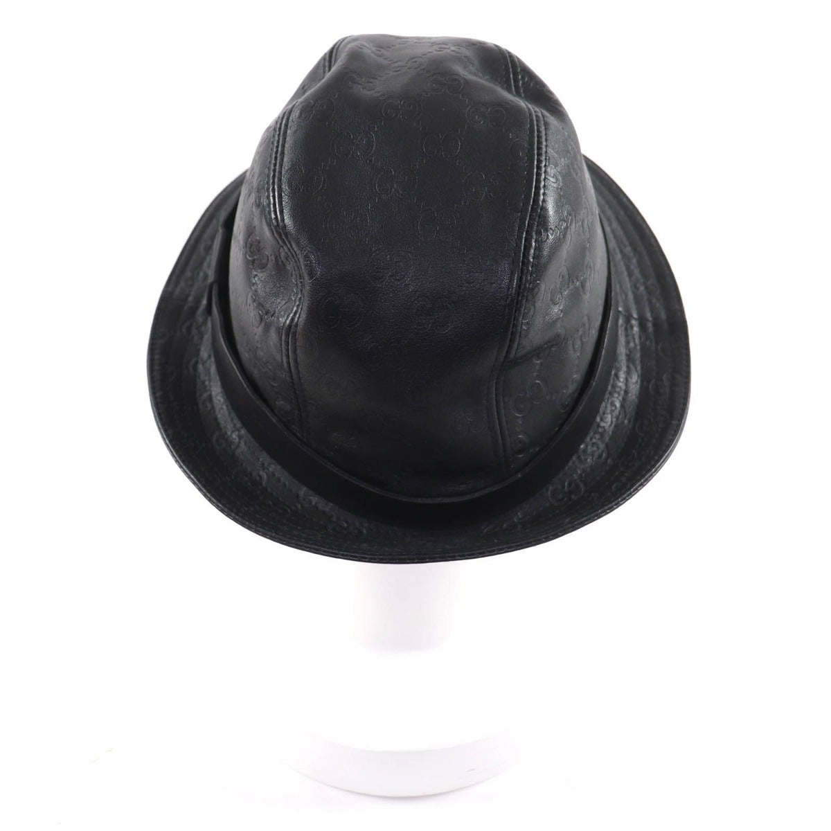 Gucci Guccissima Logo GG Pattern Leather Hat Bucket Black — view 3