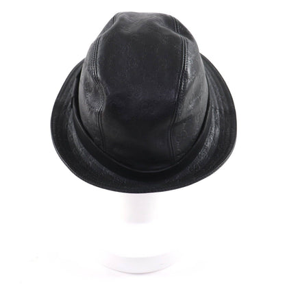 Gucci Guccissima Logo GG Pattern Leather Hat Bucket Black — view 3
