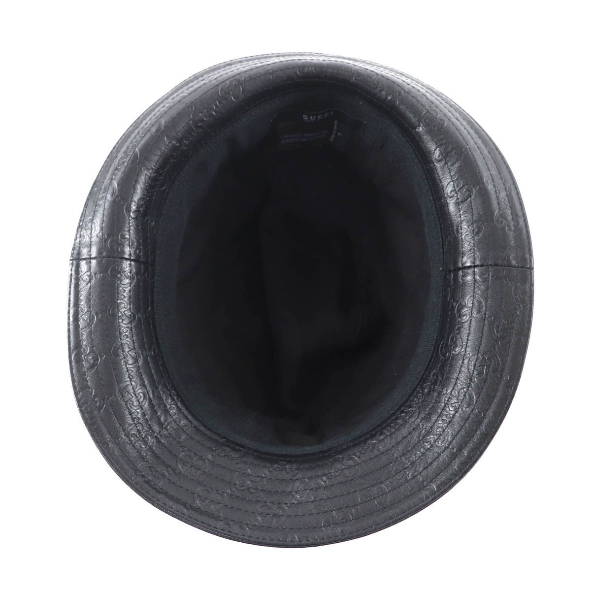 Gucci Guccissima Logo GG Pattern Leather Hat Bucket Black — view 4