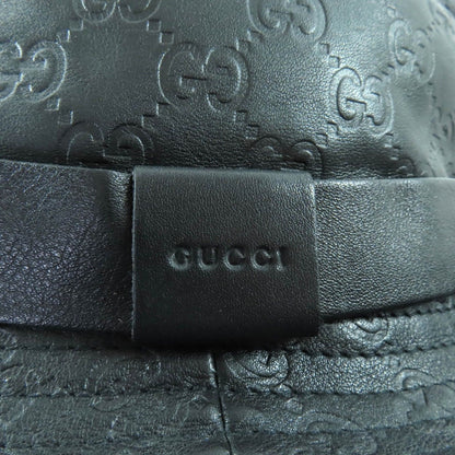 Gucci Guccissima Logo GG Pattern Leather Hat Bucket Black — view 5