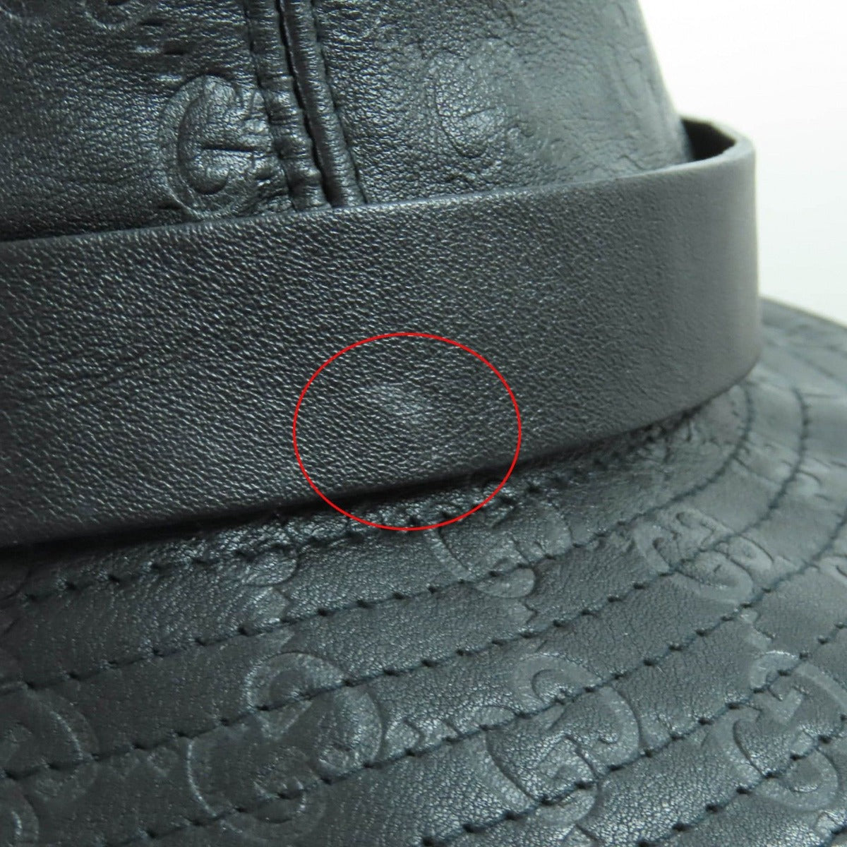 Gucci Guccissima Logo GG Pattern Leather Hat Bucket Black — view 9