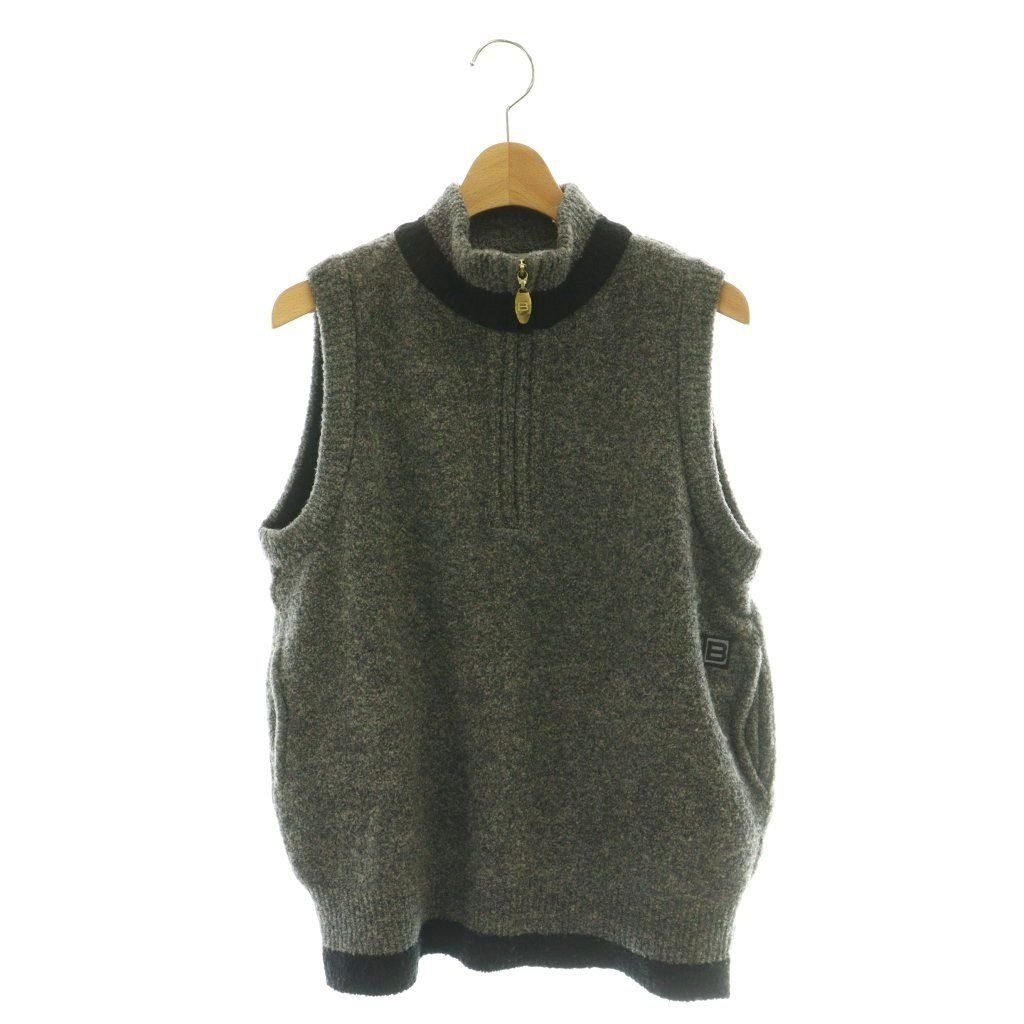 Balenciaga Half Zip Up Vest Wool Logo M Gray SS