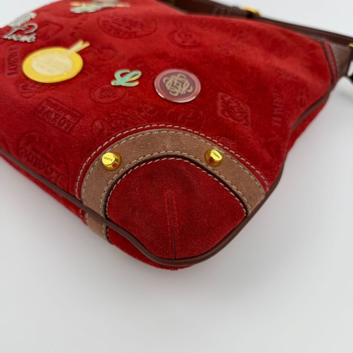 Loewe Anagram Anniversary Limited Shoulder Bag Red Suede Vintage — view 10