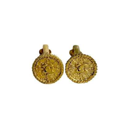 Chanel Vintage Coco Mark Motif Logo Earrings Accessories Small Items Gold 08877