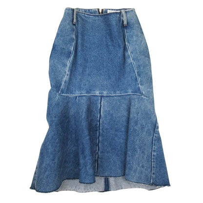 Balenciaga Wash Denim Mermaid Skirt Mid Length Below Knee Semi Tight 36 Indigo