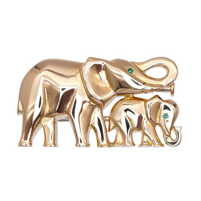 Cartier Candy Elephant 18K Yellow Gold Emerald Brooch