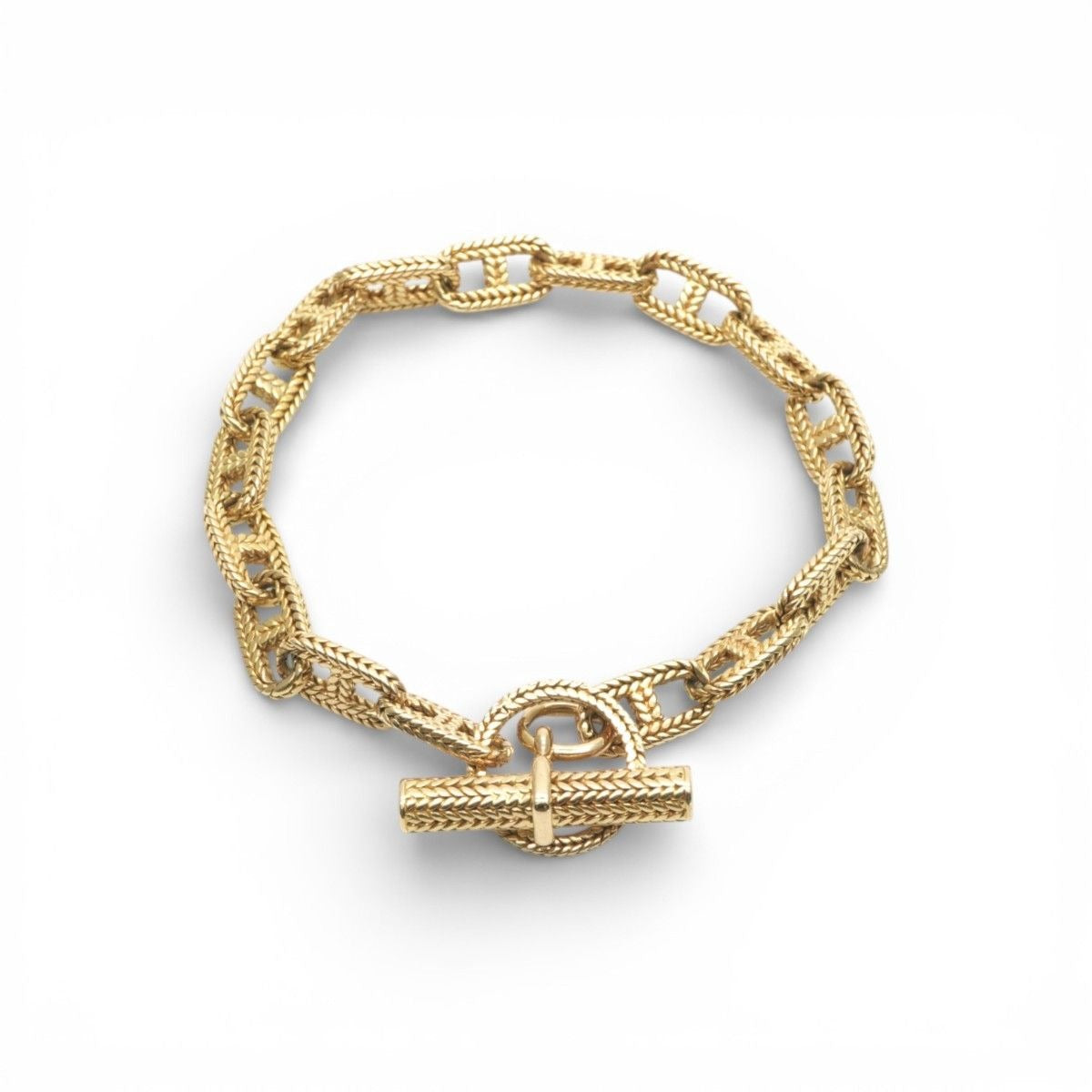 Hermes Chaine D'ancre Trece Bracelet Bangle Calf Gold