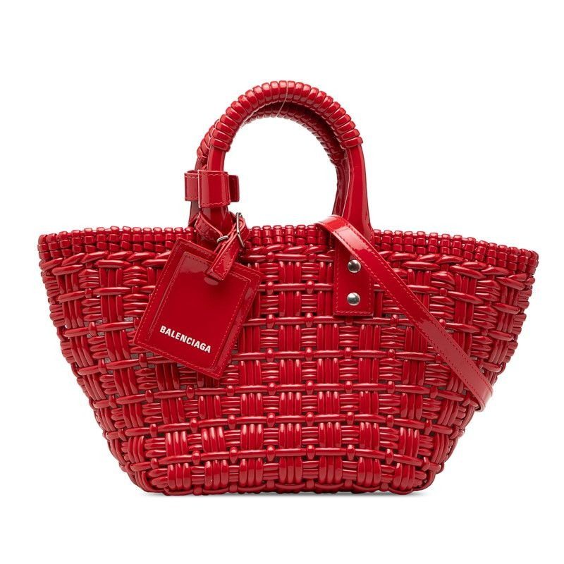 Balenciaga Bistro XS Basket Shoulder Bag 2-Way Red Patent Leather