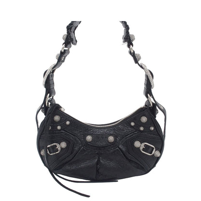 Balenciaga le Cagole XS Black Lambskin Shoulder Bag Rhinestone