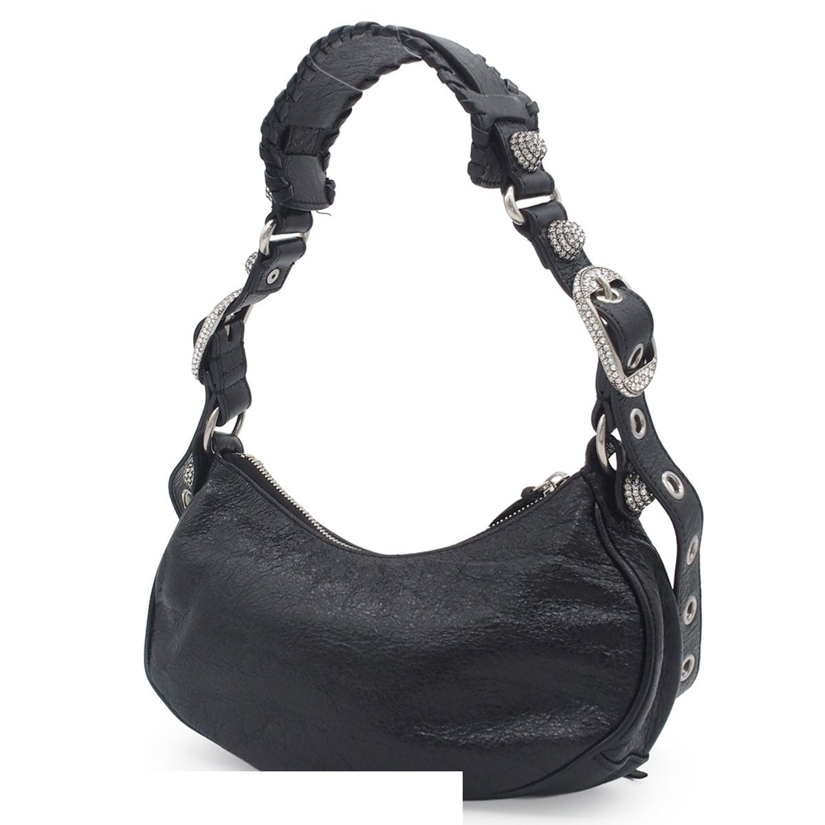 Balenciaga le Cagole XS Black Lambskin Shoulder Bag Rhinestone — view 2