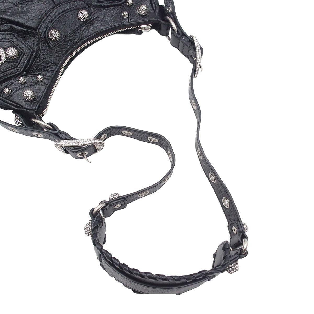 Balenciaga le Cagole XS Black Lambskin Shoulder Bag Rhinestone — view 3