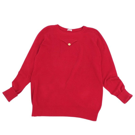 Chanel Knit Sweater Coco Mark Crew Neck Cotton Top Vintage