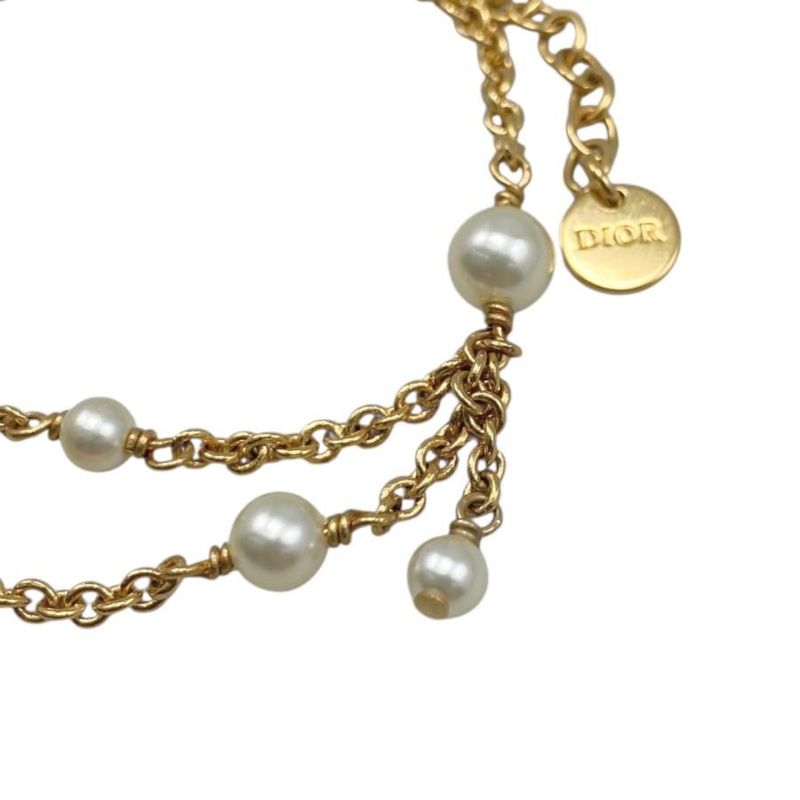 Christian Dior Bracelet Petit CD B2068womrs_d301 Metal Resin Pearl Gold Logo