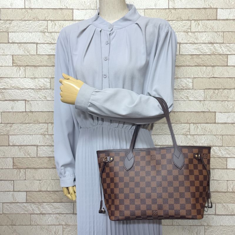 Louis Vuitton Neverfull PM Damier Tote Bag Damier Canvas N41359 Brown Ladies