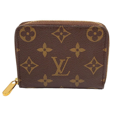 Louis Vuitton Zippy Coin Purse Monogram Leather Brown Case Gold