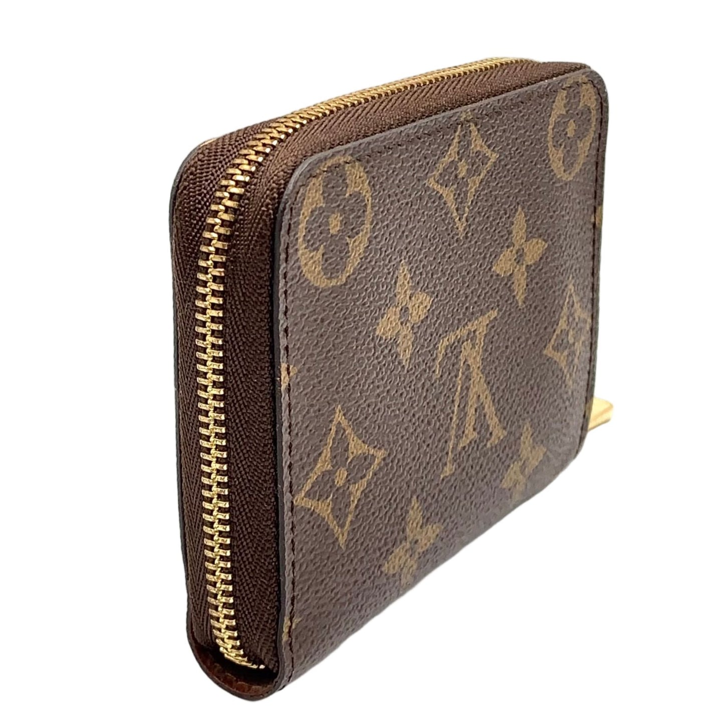 Louis Vuitton Zippy Coin Purse Monogram Leather Brown Case Gold — view 2