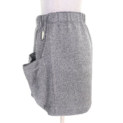 Louis Vuitton 23SS LV Logo Plate Pocket Design Lamé Knit Mini Skirt Silver XS
