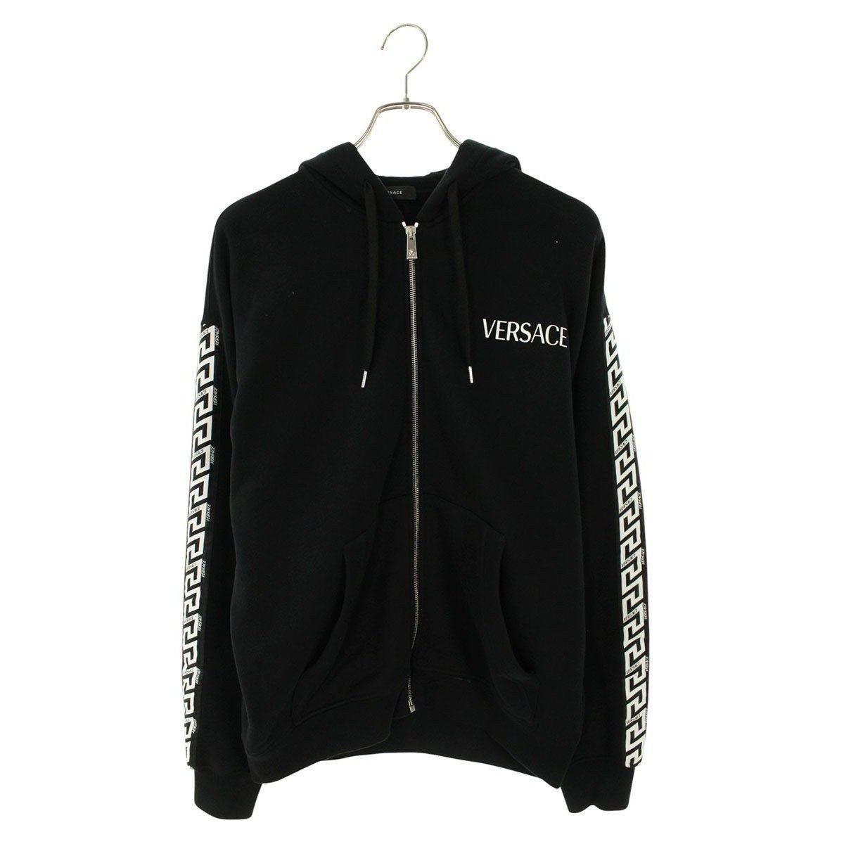 Versace Logo Print Zip Up Hoodie