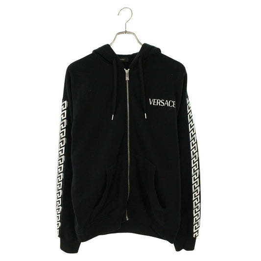 Versace Logo Print Zip Up Hoodie