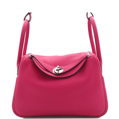 Hermes Lindy 26 Rose Shocking Silver Taurillon Clemence 2-Way Shoulder Bag