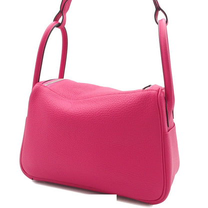 Hermes Lindy 26 Rose Shocking Silver Taurillon Clemence 2-Way Shoulder Bag — view 2