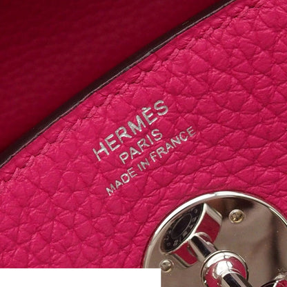 Hermes Lindy 26 Rose Shocking Silver Taurillon Clemence 2-Way Shoulder Bag — view 6