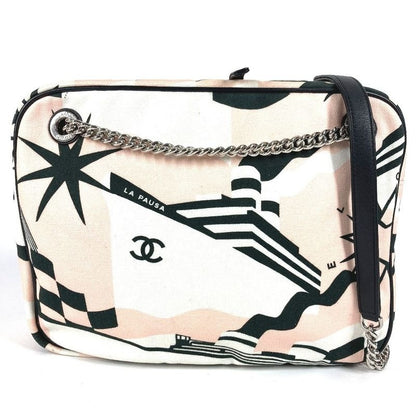 Chanel Shoulder Bag LA Pausa Leather Canvas Pink