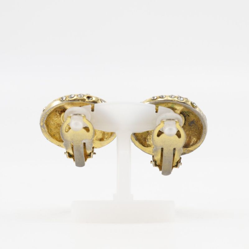 Chanel Logo Vintage Gold Plated And Rhinestone Ladies 20.5g Earring