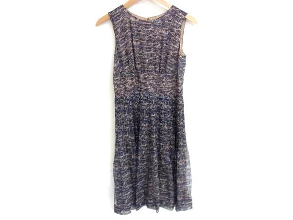 Chanel P40600v29399 100% Silk All Over Pattern Sleeveless Dress 36