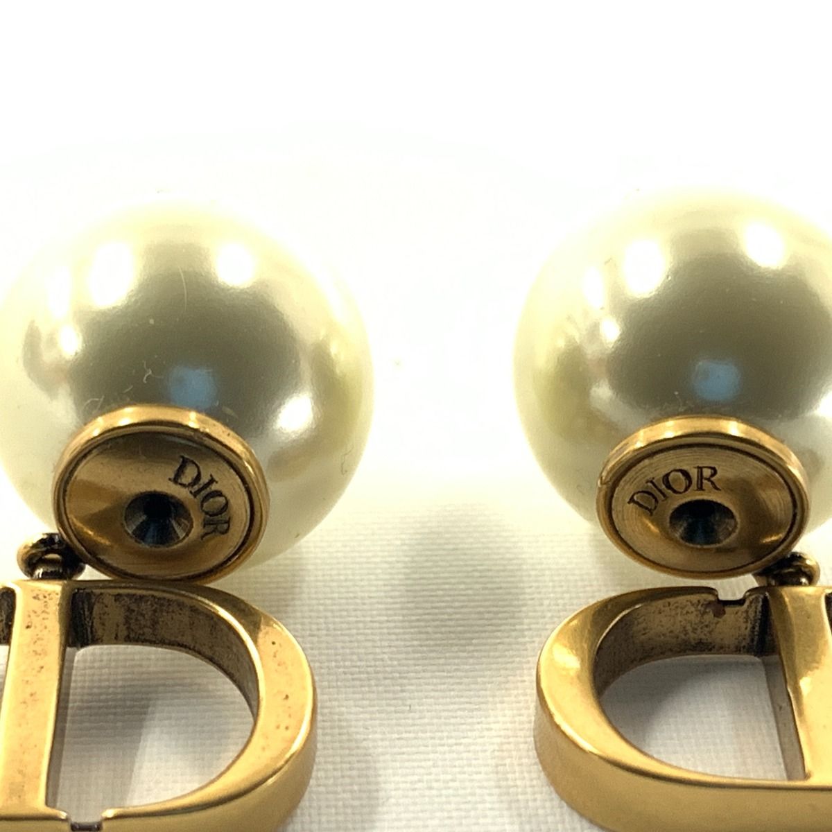 Christian Dior Tribal Earrings Pearl Gold