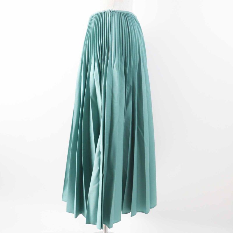 Fendi 2019 Fq7073 Mohair Wool Long Length Pleated Skirt Green 40 Made In Italy