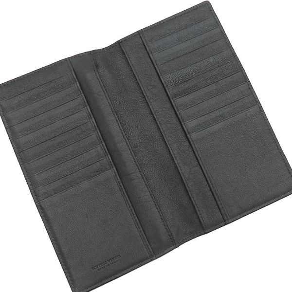 Bottega Veneta Long Wallet Intrecciato Leather Black X Brown X Khaki Black