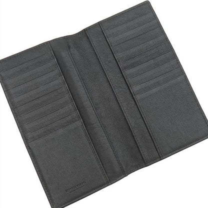 Bottega Veneta Long Wallet Intrecciato Leather Black X Brown X Khaki Black