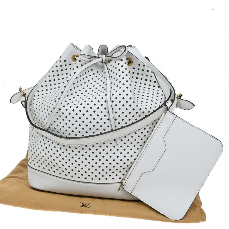 Louis Vuitton Noe Shoulder Bag Perforated Leather White 13ka919