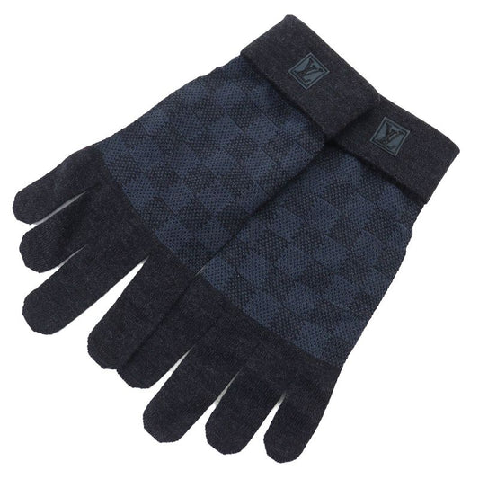 Louis Vuitton M70008 Damier Graphite Damier Gompti Wool Knit Gloves Grey Blue