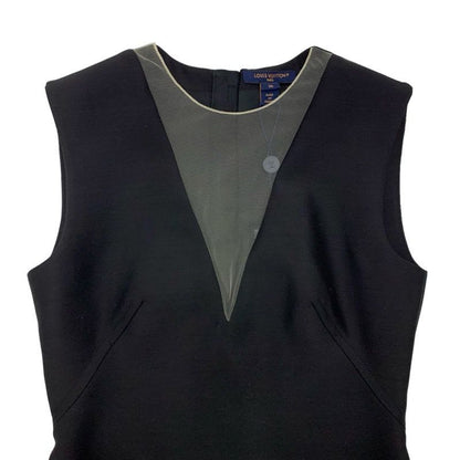 Louis Vuitton Fin Flounce Mikado Dress Sleeveless Nylon Black