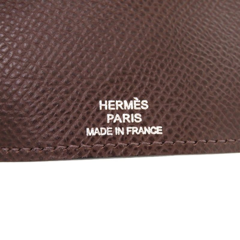 Hermes Bearn 4-strand Vaux Epson Chocolat □K Engraved Silver Hardware Brown Key