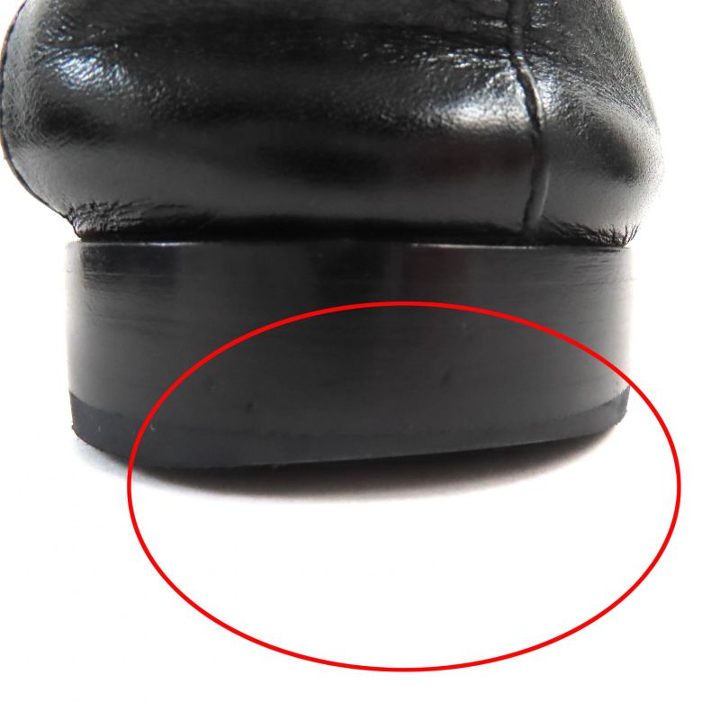 CHANEL 2023 23A G45008 Coco Mark Shiny Calfskin Leather Loafers Black 36