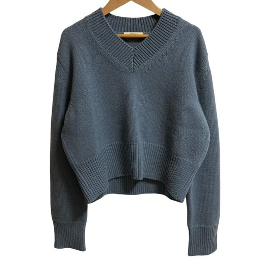 Celine Phoebe Philo Era Cashmere V-neck Chunky Knit Sweater XS Blue