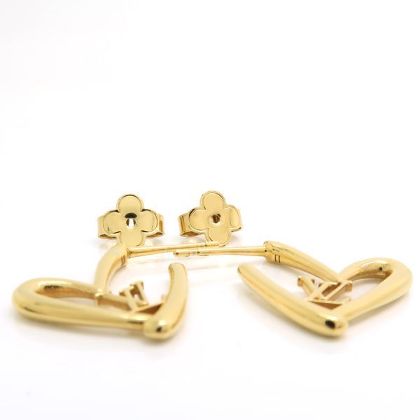 Louis Vuitton Book De Reuil Heart Fallen Love PM Earrings M00463 Gold Color GP