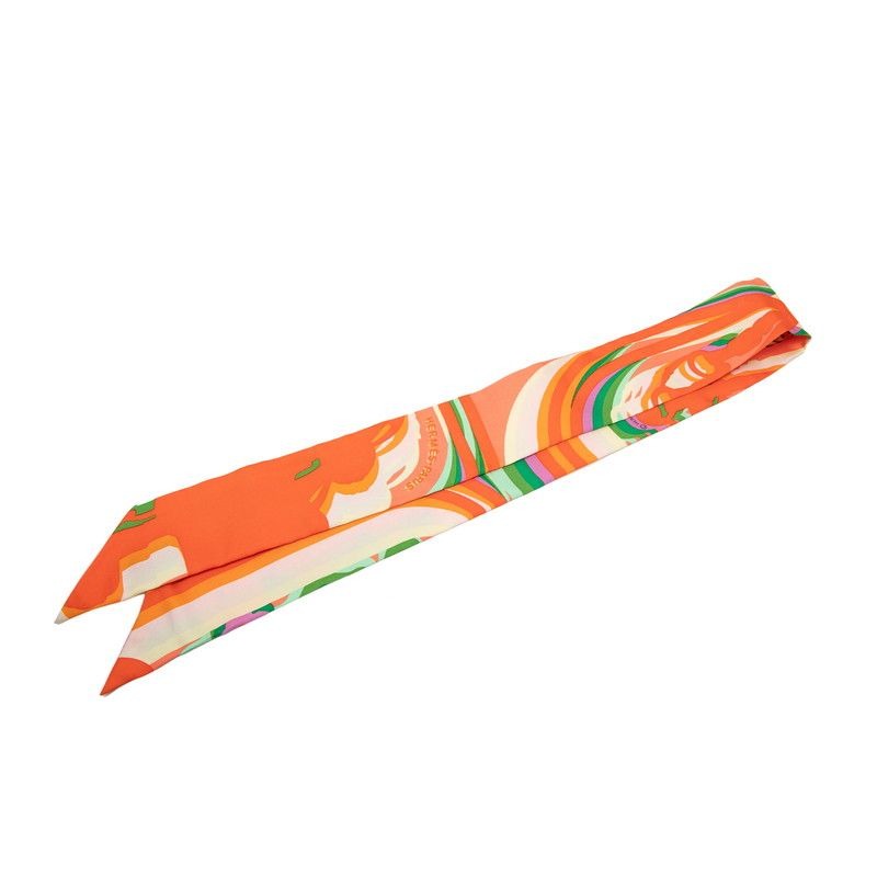 Hermes Twilly Brides De Gala Shadow Orange Multicolor Silk