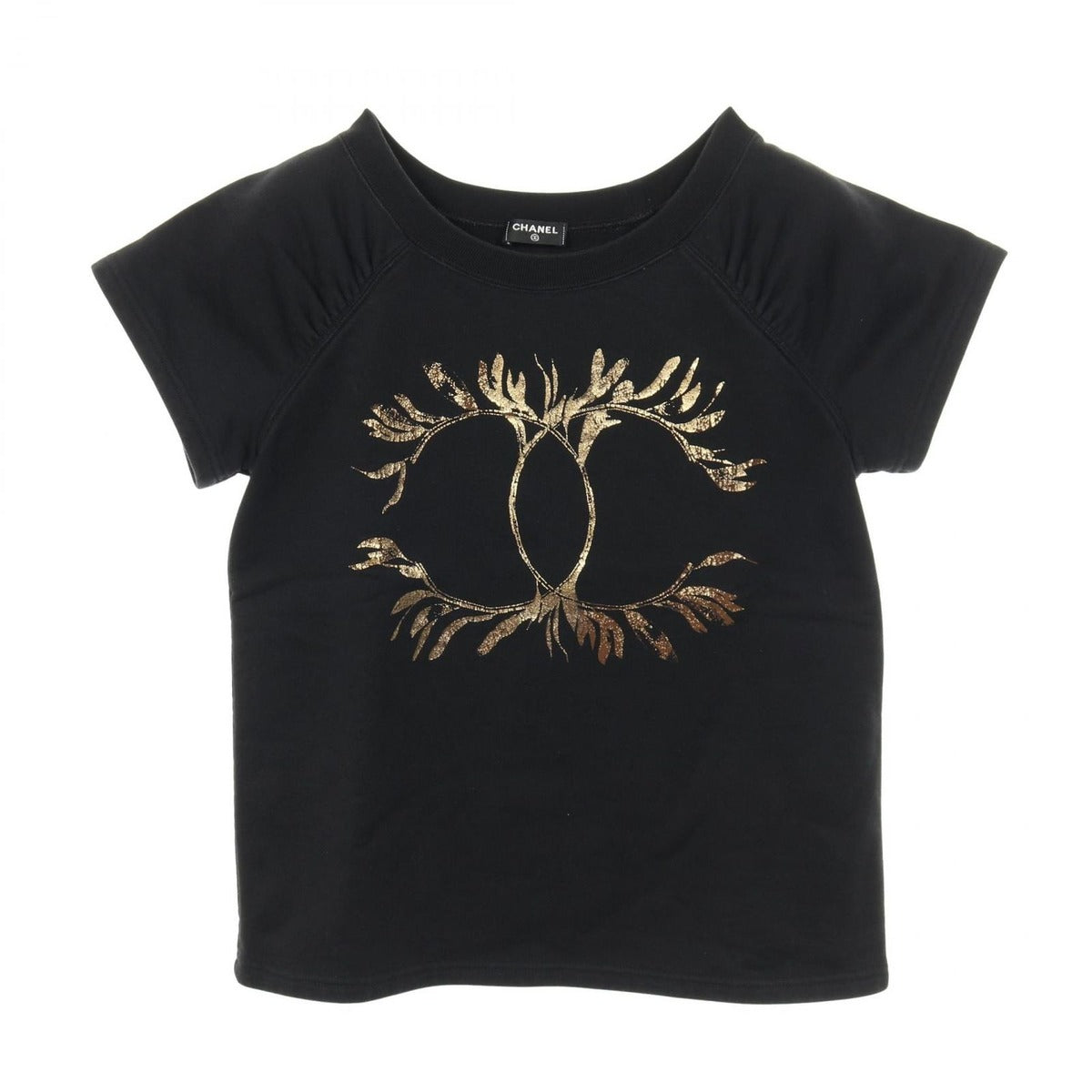 Chanel Top CC Logo 18C Cotton T-Shirt Black