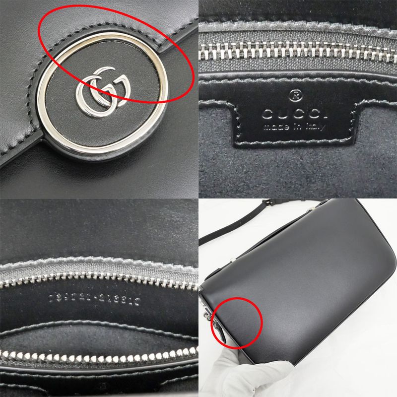 Gucci Clutch Bag Shoulder Bag Leather Black 739721 Shoulder Ladies