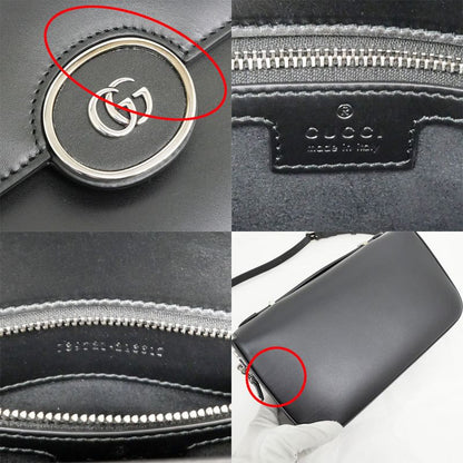 Gucci Clutch Bag Shoulder Bag Leather Black 739721 Shoulder Ladies