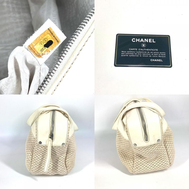 Chanel Handbag CC Coco Logo Leather / Canvas Beige